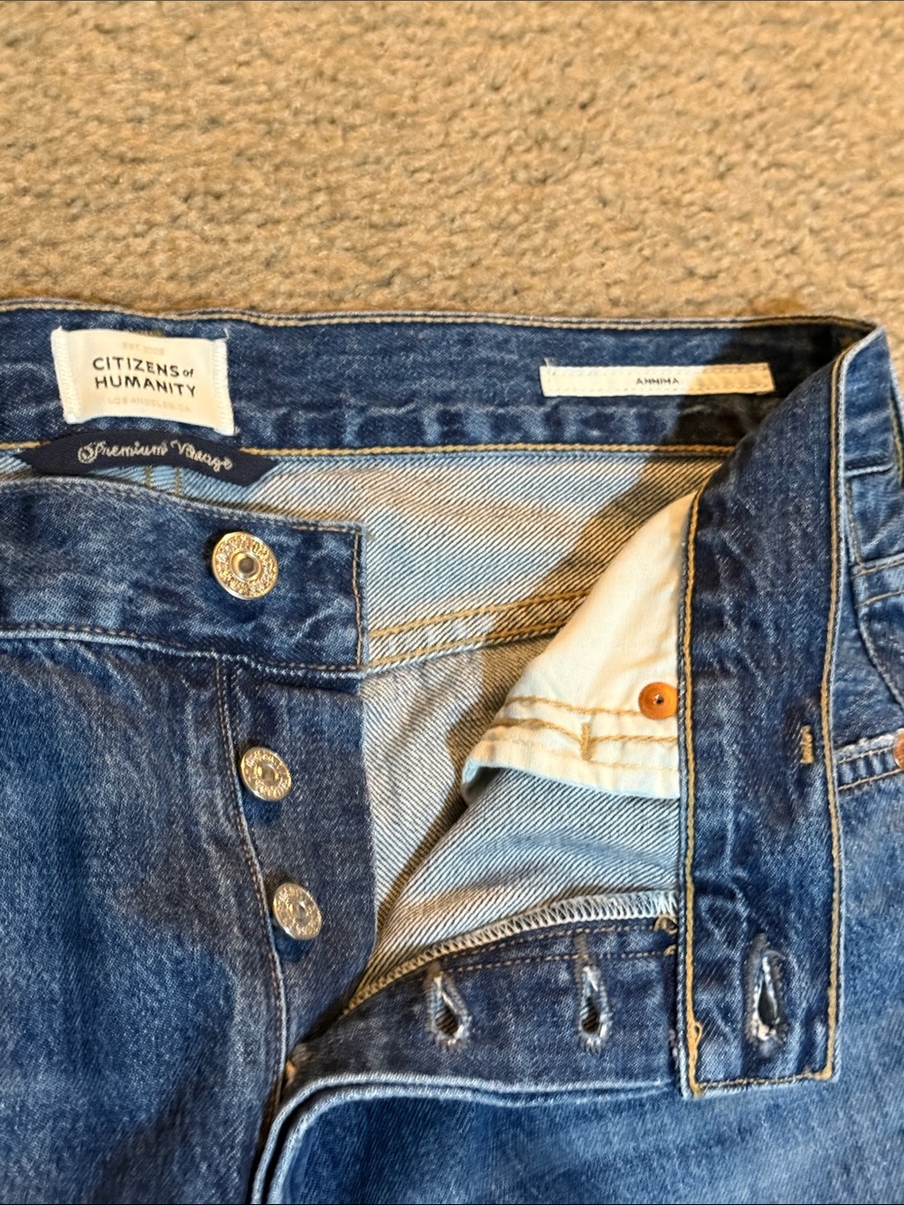 Citizens of Humanity Premium Vintage ANNiNA Dark Blue Button-Fly Jeans - Picture 6 of 13